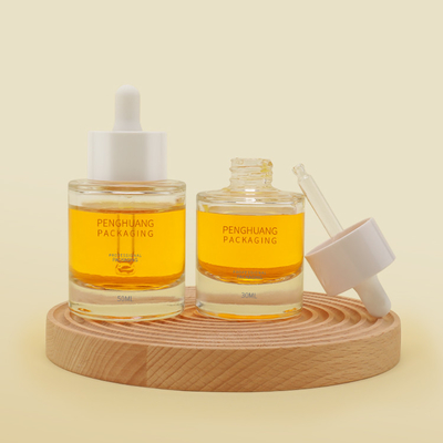 El dropper de cristal del suero del aceite del OEM 1oz embotella el hombro plano 50ml