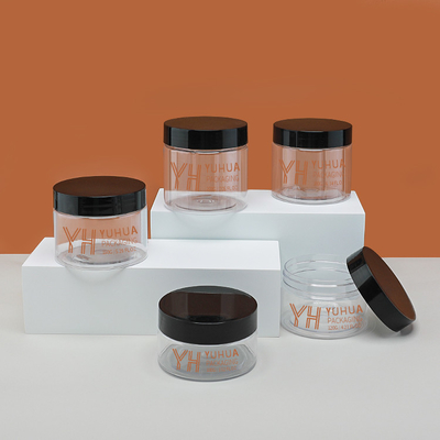 Servicio OEM ODM Contenedor de crema facial transparente de plástico vacío de 180 g frasco de exfoliante corporal con tapa