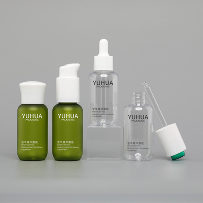 2oz recicló las botellas plásticas del suero de la cara de la polimerización en cadena 60ML empuja el dropper inferior