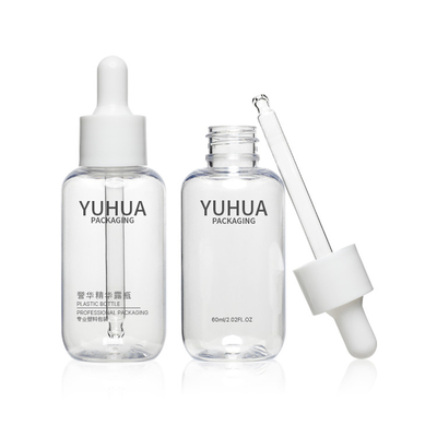 2oz recicló las botellas plásticas del suero de la cara de la polimerización en cadena 60ML empuja el dropper inferior