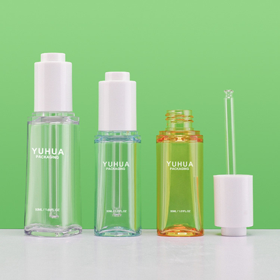 botella plástica de encargo del suero de 30ml 50ml PETG con el casquillo del dropper