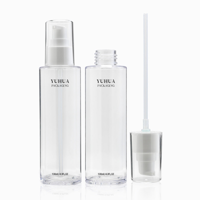 la botella plástica de la loción de 100ml 130ml 150ml heló la botella redonda del cilindro transparente con la bomba
