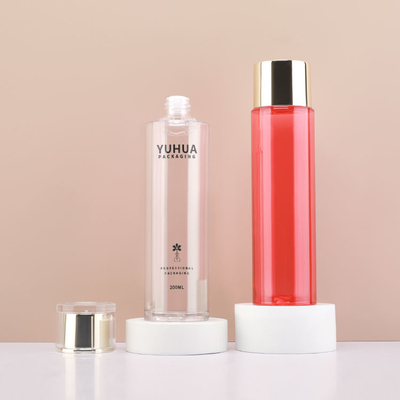 Botellas cosméticas plásticas de encargo del logotipo 200ml con la pantalla de seda del tapón de tuerca