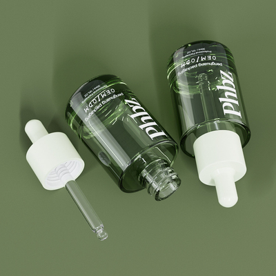 Botella verde de cristal de lujo del suero de botellas del dropper del OEM 30ML 1oz
