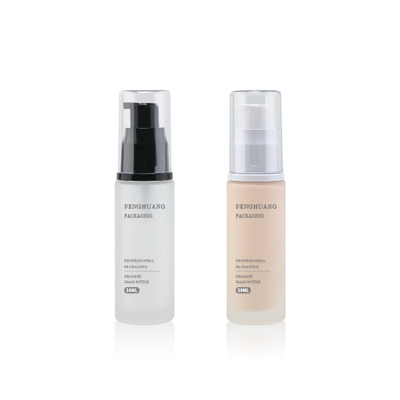 botella líquida de cristal de la fundación 30ml con cuidado de piel de Sunblock 1oz de la crema hidratante del cuidado de la cara de la bomba