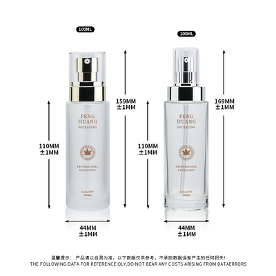100ml heló la forma de cristal de aluminio del cilindro de Skincare de la botella de la bomba de la loción