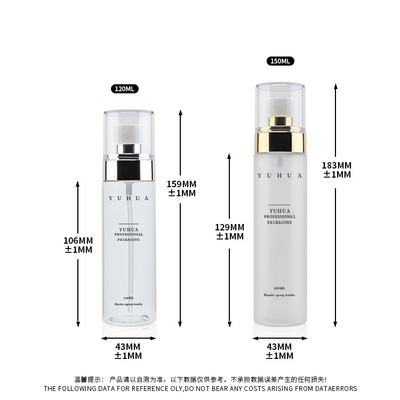 la botella vacía del espray de 120ml 150ml heló las botellas finas transparentes del espray de la niebla para la tinta del maquillaje