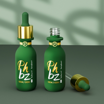 Botellas redondas de goteador de suero con logotipo personalizado Botella de aceite de esencia de vidrio de 30 ml