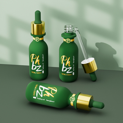 Botellas redondas de goteador de suero con logotipo personalizado Botella de aceite de esencia de vidrio de 30 ml