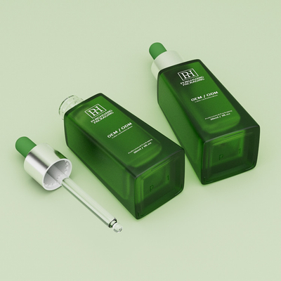 Botellas de vidrio verde de 30 ml de 1 onza con goteo de suero vacío