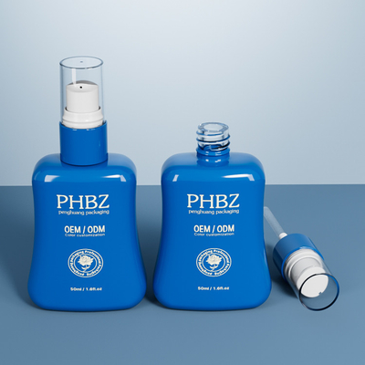 Embalaje para el cuidado de la piel Impresión Oblate Lotion Pump Botella de 50 ml Forma de trapecio