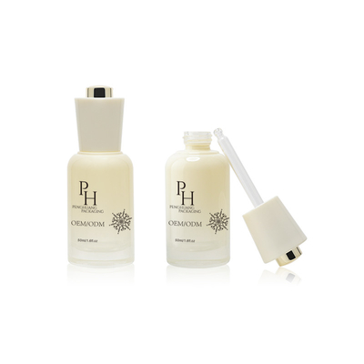 Logotipo personalizado 30 ml Botellas redondas de vidrio vacío de suero con serigrafía