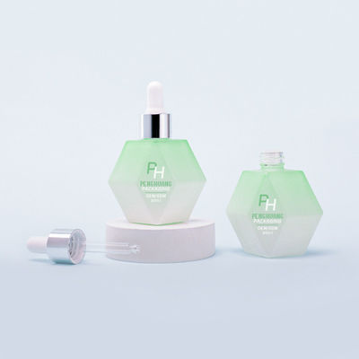Botellas de vidrio verde congelado de forma única de suero de goteo de 30 ml botella de aceite esencial