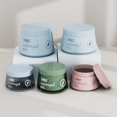150ml 250ml 350ml 500ml Jarrón de crema de plástico Logotipo personalizado Jarrones redondos de embalaje de plástico para exfoliante corporal