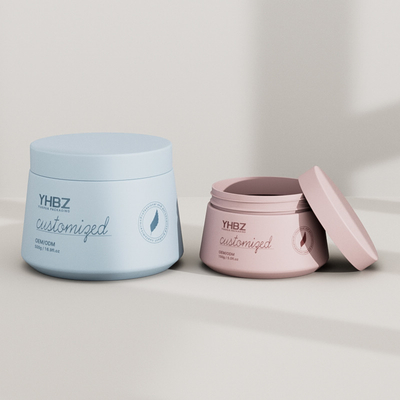 Contenedor de exfoliación azul mate personalizable, frasco de plástico con crema para el rostro y el cuerpo, con tapa