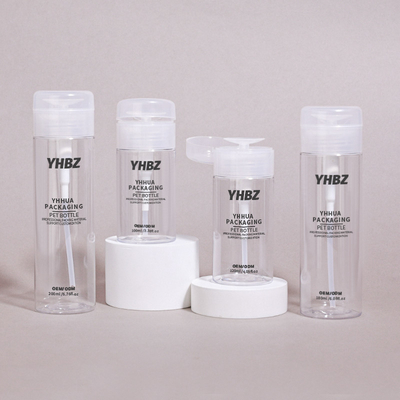 Botellas de plástico redondas personalizables de 100 ml a 500 ml para el quitador de líquidos y el tonificante de maquillaje