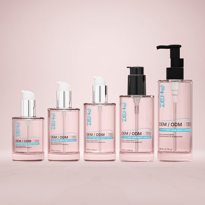 Botella cosmética de vidrio personalizada 100ml 120ml 150ml Botella de bomba de loción con suero