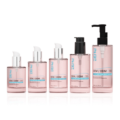 Botella cosmética de vidrio personalizada 100ml 120ml 150ml Botella de bomba de loción con suero