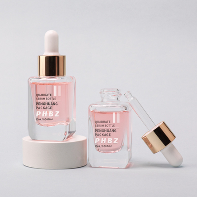 Aceite para el cabello de suero botellas15 ml embalaje cosmético botellas de base líquida cuadrada