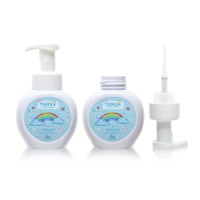 Botella redonda de champú de loción 300 ml Botella de espuma de plástico para limpieza facial