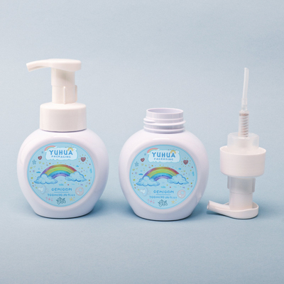 Botella redonda de champú de loción 300 ml Botella de espuma de plástico para limpieza facial
