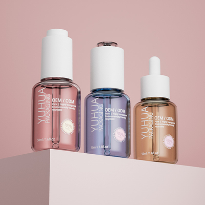 Botellas de goteador de suero personalizables de 50 ml ODM / OEM Botella de plástico de suero de aceite claro