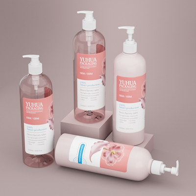 Botella de loción de plástico blanca de 1000 ml, botella personalizada de PET para champú y acondicionador