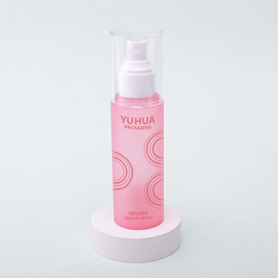 Botella de spray cosmético de tóner personalizado, botella de spray PET cilíndrica transparente para tóner hidratante