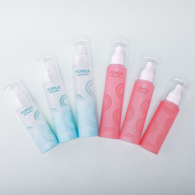 Botella de spray cosmético de tóner personalizado, botella de spray PET cilíndrica transparente para tóner hidratante