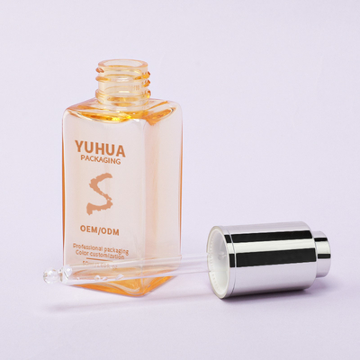 Botellas cuadradas para goteadores de suero con pantalla de seda/estampado en caliente/impresión de etiquetas en verde claro, azul o blanco