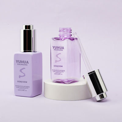 Botella cuentagotas cuadrada de plástico con logotipo personalizado, botella de suero de aceite esencial para el cuidado de la piel con logotipo personalizado