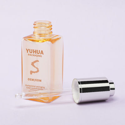 Botella cuentagotas cuadrada de plástico con logotipo personalizado, botella de suero de aceite esencial para el cuidado de la piel con logotipo personalizado