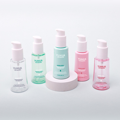 Botella con bomba de loción facial y corporal de plástico de 50 ml, botella cónica para suero de aceite para soluciones efectivas para el cuidado de la piel
