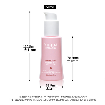 Botella con bomba de loción facial y corporal de plástico de 50 ml, botella cónica para suero de aceite para soluciones efectivas para el cuidado de la piel