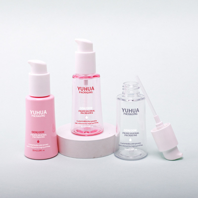 Botella con bomba de loción facial y corporal de plástico de 50 ml, botella cónica para suero de aceite para soluciones efectivas para el cuidado de la piel