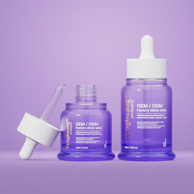 Se puede proporcionar una muestra gratuita de botella cuentagotas de vidrio de aceite de suero. Solución de embalaje para aceites esenciales, sueros y líquidos cosméticos