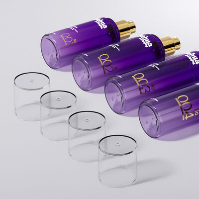 Set de envases cosméticos Botellas de plástico con logotipo personalizado serigrafiado y estampado en caliente para almacenamiento de tónicos, lociones y sérums