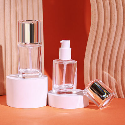 Liquid Foundation Bottles glass cosmetic packaging set with 30ml capacity customizable printing and durable airtight leak proof design