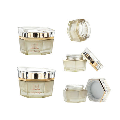 Tarro cosmético de lujo 30g que empaqueta los tarros de cristal hexagonales de Skincare
