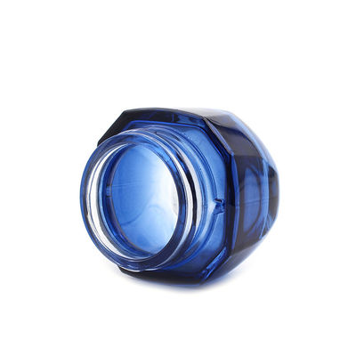 La galjanoplastia ULTRAVIOLETA del tarro cosmético de cristal azul del cuadrado 50g lleva - resistente