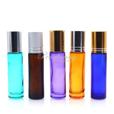 Empty 5g Glass Roll On Bottles 5ml Essential Oil Roller Bottles With Plastic Cap