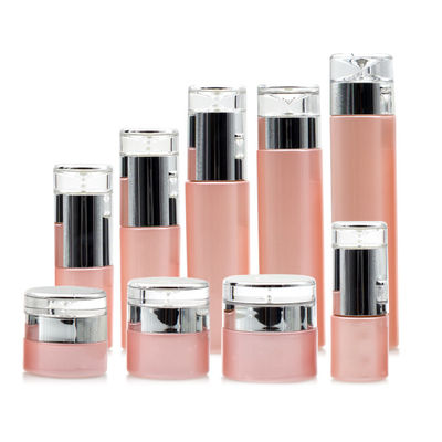 Botella cosmética de la bomba del vidrio rosado de la pintura 100ml 3.4oz para la loción del cuidado de piel