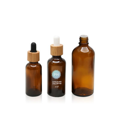 Cuidado personal Amber Oil Dropper Glass Bottle de bambú