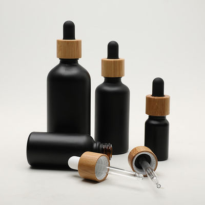 Botella negra de bambú redonda del dropper del aceite esencial 5ml