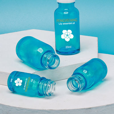 Botella de cristal de Essentail del dropper de bambú azul del aceite con Logo Printing de encargo