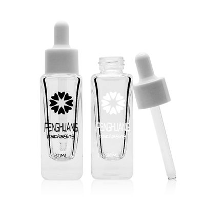 botella de vidrio del suero 50ml con el dropper blanco