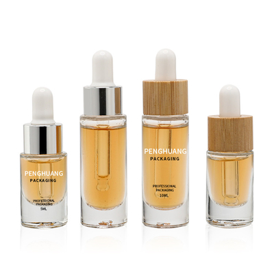 suero de cristal de 5ml 10ml 15ml 30ml para el dropper de empaquetado del aceite del vidrio del cuidado de la cara de la botella de cristal del skincare