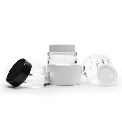 Tarro poner crema de cristal claro 50g de empaquetado cosmético 30g de cara del tarro redondo blanco negro de la crema