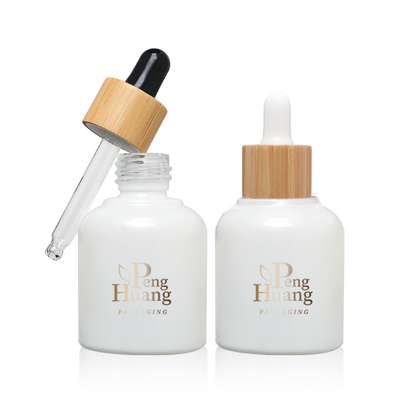 Dropper de bambú vacío de cristal cosmético de la botella 30ml del aceite esencial del suero