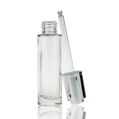 El suero de cristal cosmético de la cara del dropper embotella la botella redonda del claro 30ml